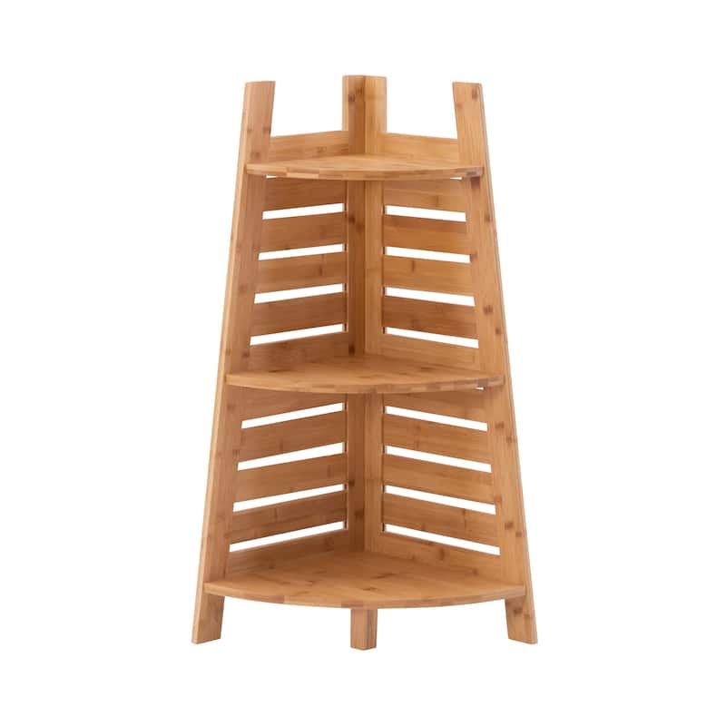 Linon Bracken Bamboo Corner Shelf
