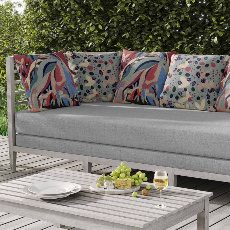 Mythical Horse Indoor/Outdoor Reversible Throw Pillow Red and Blue