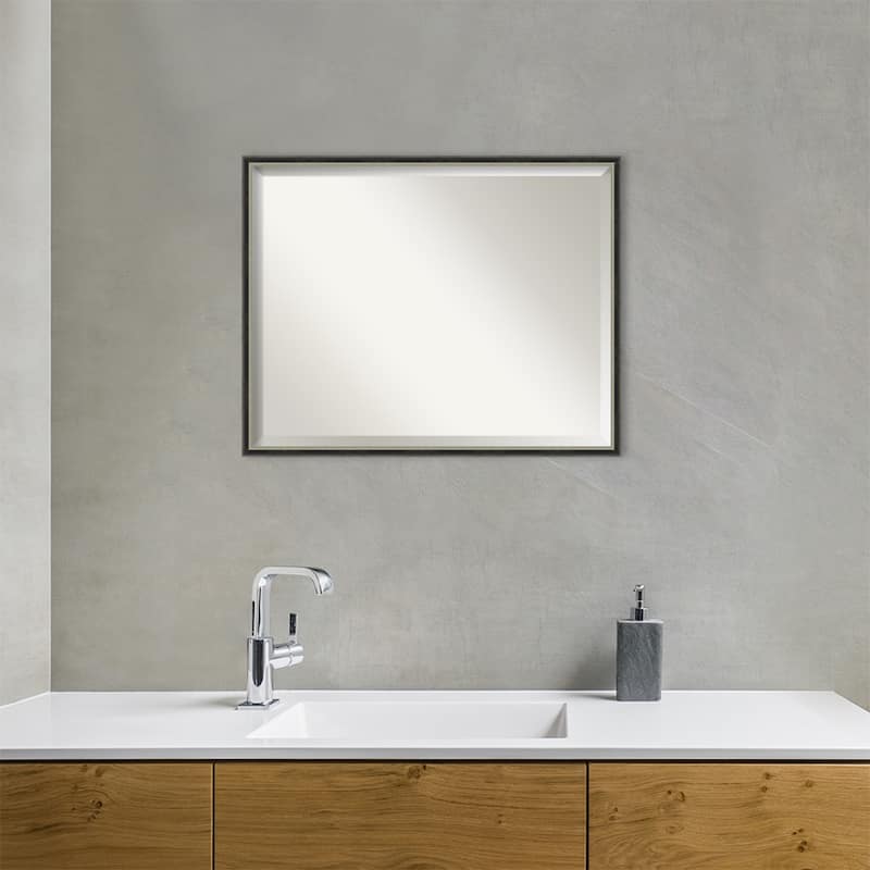Theo Narrow Beveled Wood Framed Bathroom Vanity Wall Mirror