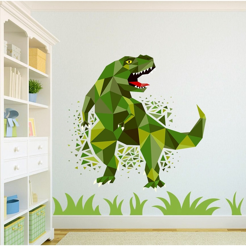 Shop Cartoon Dinosaur Polygonal Wall Decal Dinosaur Polygon Modern Wall Art Dinosaur Sticker Overstock 31873834