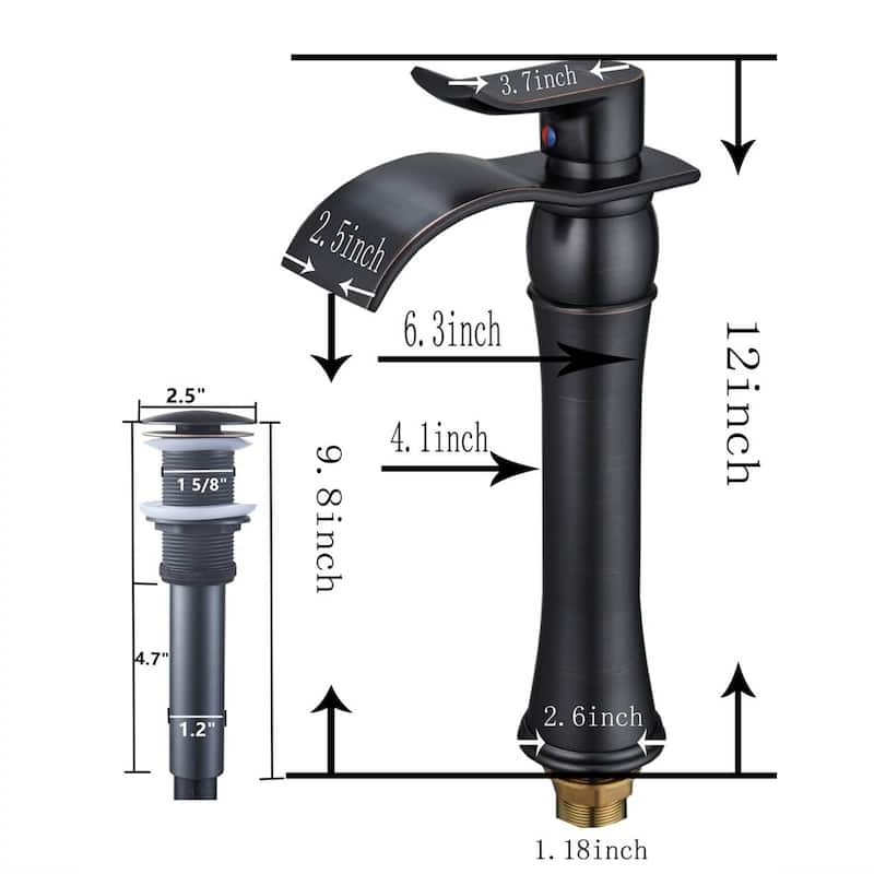 Waterfall Bathroom Vessel Faucet With Drain Assembly Single Handle Bathroom Vessel Sink Faucets One Hole Basin Vanity High Taps