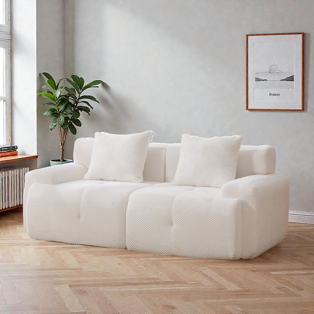 73" Modular Sectional Loveseat, Tufted 2-Seater Cloud Couch with Pillows, Boneless Foam Convertible Sofa for Living Room