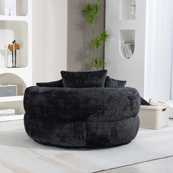 Floor Bean Bag Chair Grounded Fort Roch Sofa Black Chenille