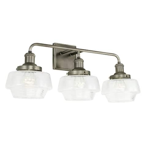 Miller 3-light 26.5-inch Bath/ Vanity Fixture w/ Clear Ribbed Glass