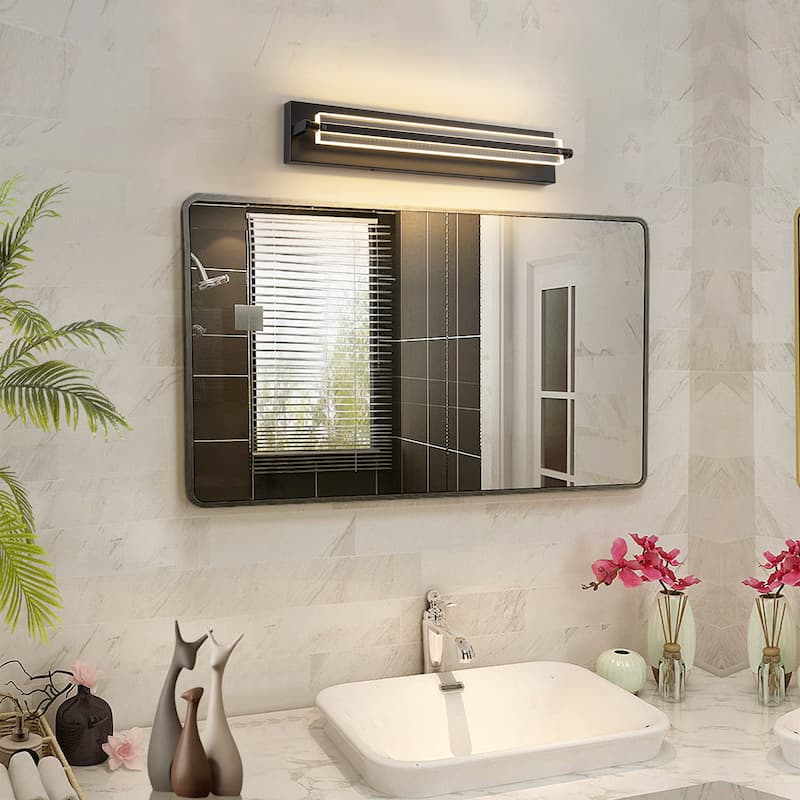 22" Modern Black Adjustable Rectangular LED Bathroom Vanity Light - 22.2 in. W x 4.7 in. H x 3.7 in. D