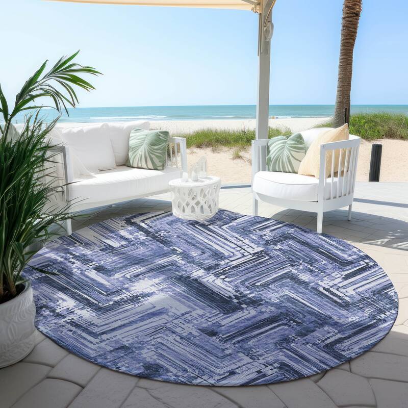 Machine Washable Indoor/ Outdoor Chantille Modern Chevron Rug