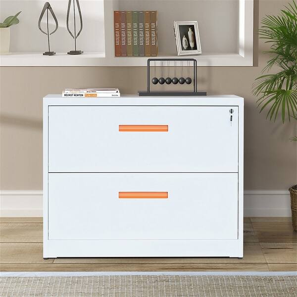 Shop Metal Lateral File Cabinet With Lock With 2 Drawers Overstock 31806327