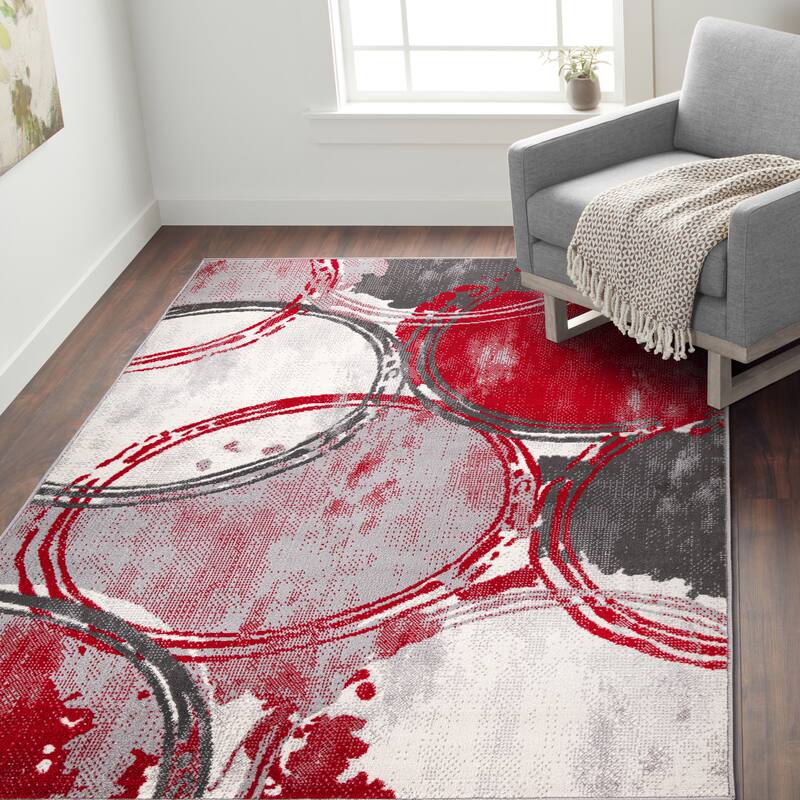 World Rug Gallery Contemporary Modern Circles Area Rug