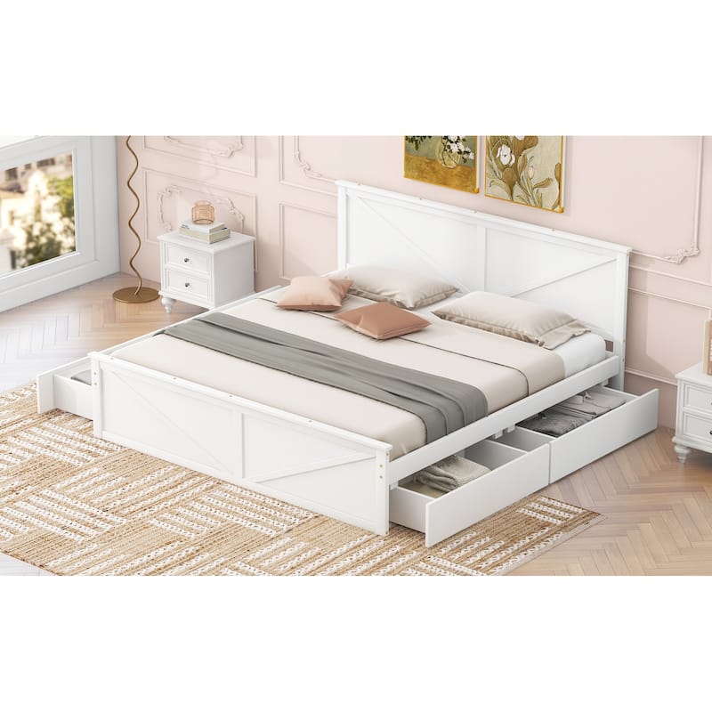 King Size Wooden Platform Bed