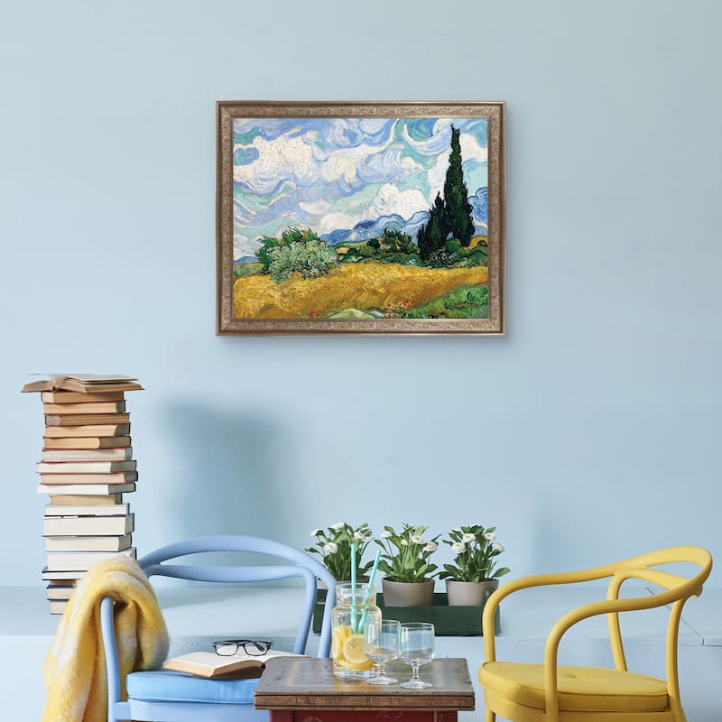 Masterpiece Art Gallery| Yellow Wheat and Cypresses by Vincent Van Gogh - Framed Canvas Art Print