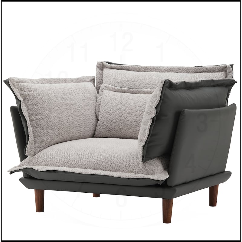 Modern Style Chenille Oversized Single Sofa - Blue Gray