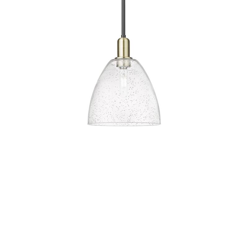 Innovations Lighting 716-1S-13-9 Bristol Pendant Bristol 9" Wide Mini - Black Antique Brass / Seedy