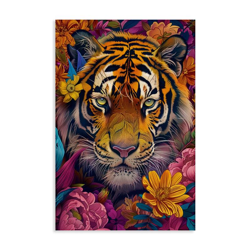 Stupell Peering Tiger Through Flowers Canvas Wall Art Design By LSR Design Studio - 24 x 36