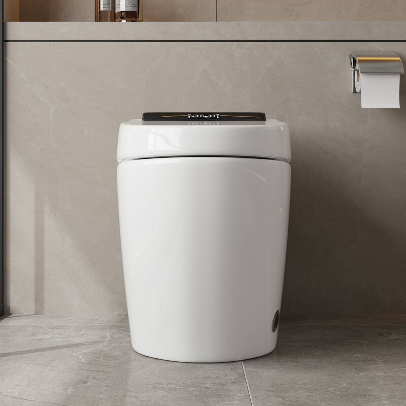 Smart Toilet with Automatic Lid, Heated Seat, Foot Sensing Flush, Warm Air Dryer & Self-Cleaning Nozzle with Built-in Tank