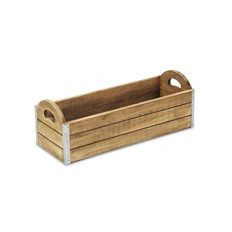 HomeRoots 14" Brown Solid Wood Organizer Box