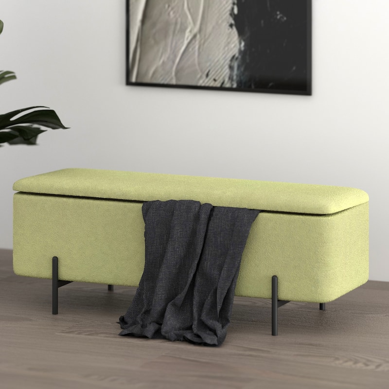 Modern Fabric & Metal Storage Ottoman Bench