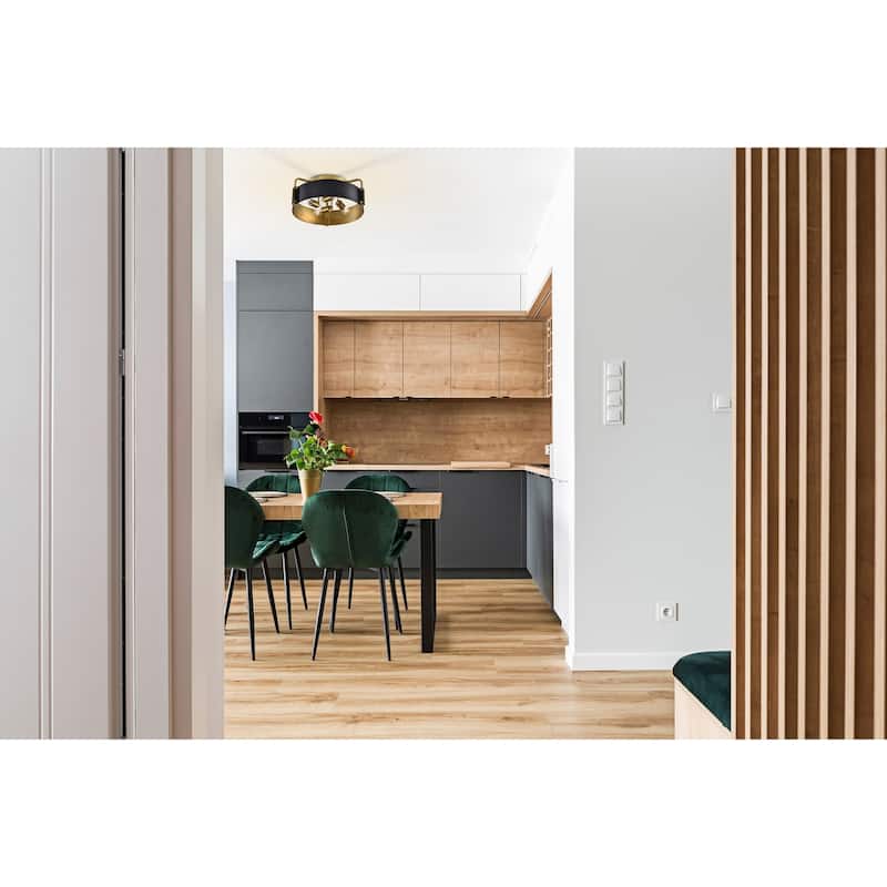 Altos 4 Light Semi Flush - Matte Black and Natural Brass Finish