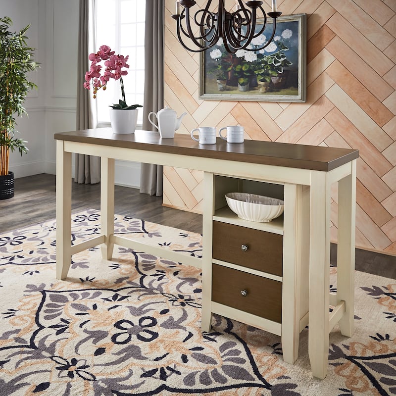 Gordes Dual-tone Farmhouse Counter Height Dining Table with Storage Unit by iNSPIRE Q Classic - Creamy Off White