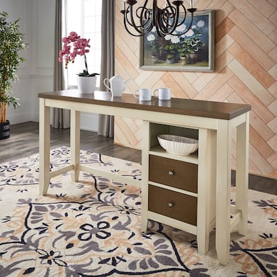 Gordes Dual-tone Farmhouse Counter Height Dining Table with Storage Unit by iNSPIRE Q Classic - Creamy Off White