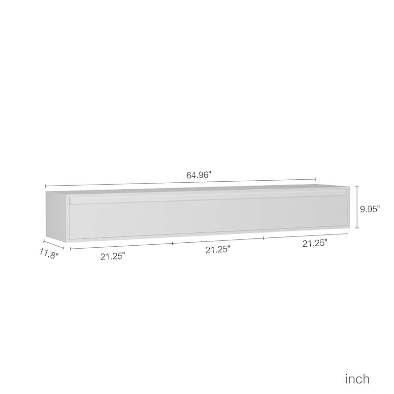 Floating TV Stand with Touch-Sensitive LED Light Strip, High-Gloss Cabinets, Modern Wall-Mounted Entertainment Center