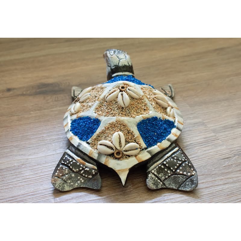 Wooden Tortoise Turtle Home Decor Sculpture Statue Wall Hanging Handmade Seaside Tropical Nautical Ocean Coastal