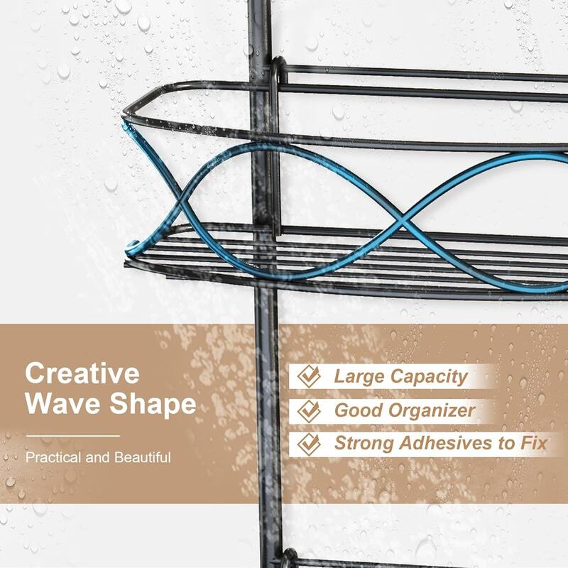 Hanging Shower Caddy Over Showerhead with Hooks Bathroom Shower Organizer Storage Rack