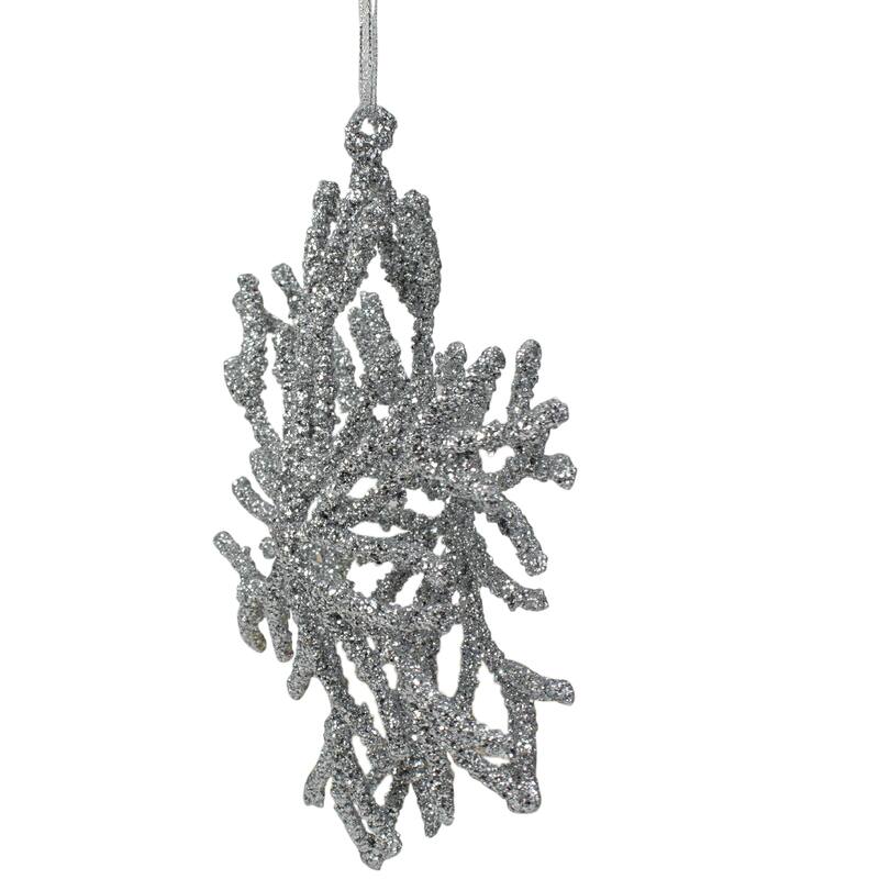 Glitter Snowflake Christmas Ornament - 7.5" - Silver