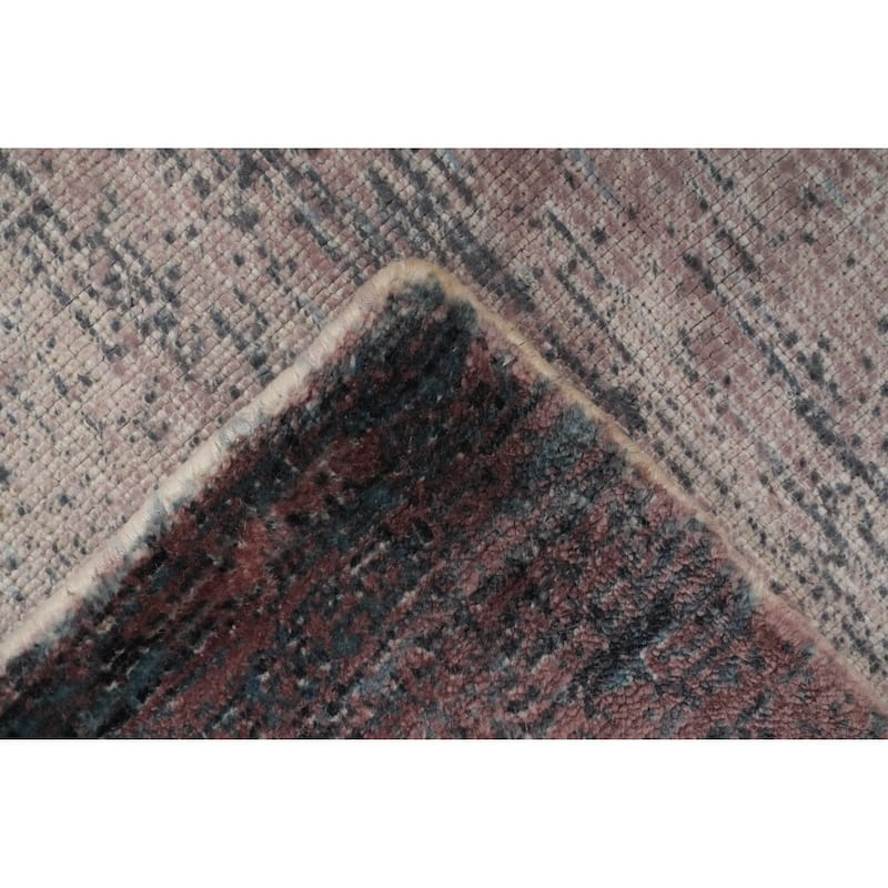Hand Knotted Oriental Viscose Silk Carpet Modern Pictorial Multi-Colored Abstract Area Rug - 7' 11'' X 5' 3''