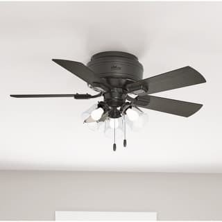 Hunter 42" Crestfield Low Profile Ceiling Fan with 3-Light LED Light Kit and Pull Chain - Casual, Farmhouse, Rustic