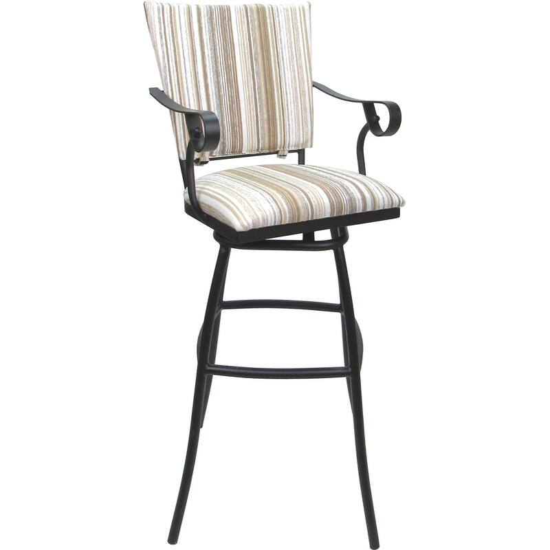 Outdoor Indoor Bar Stool Counter Extra Tall - Jenna Padded Back with Arms - Driftwood Whitelinen - Gray - Bar Height