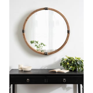 Kate and Laurel Stockport Framed Round Mirror - 28" Diameter