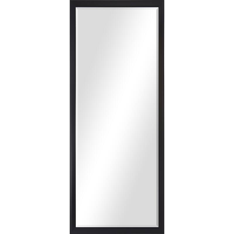 80" Rectangular Beveled Wall Mirror with Black Foil Finish Frame