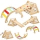 preview thumbnail 1 of 2, 3-in-1 Indoor Climbing Gym - Waldorf and Montessori Climbing Set with Triangle Ladder, Climbing Ramp, Arch Climber, and Slide Kids