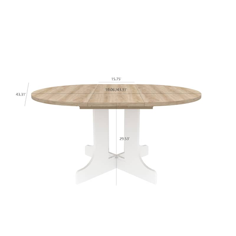 Farmhouse Dining Table Set with Expandable Table Top, Removable Leaf Trestle and X Shaped Base, for Kitchens and Dining Rooms