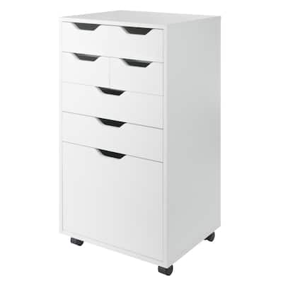 Multi Storage Tall Mobile Cabinet - 35.25" - White