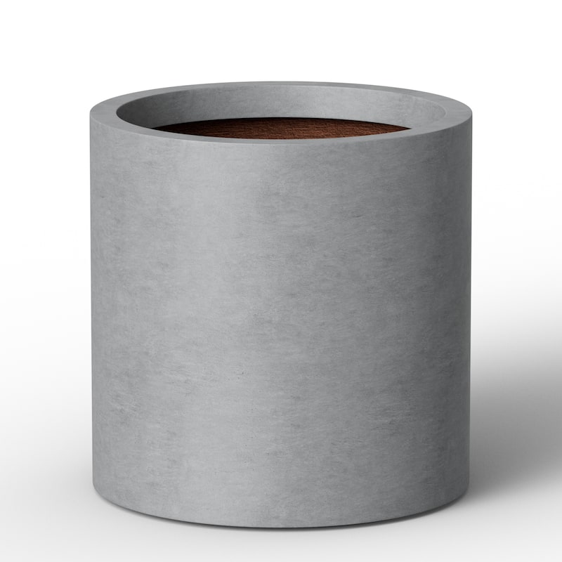 Concrete Tall Round Pot Cylindrical Flower Planter with Drainage Hole - 12.5 x 12.5 in - Concrete Gray(Enhanced Interior)