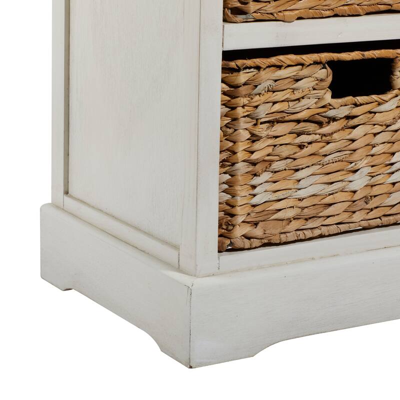 Cream, Teal, White or Brown Wood 2 Baskets and 1 Drawer Storage Unit - 16 x 13 x 28