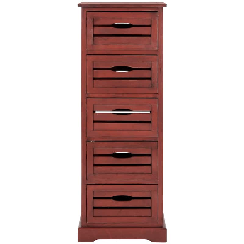 SAFAVIEH Sarina Red Storage 5-Drawer Cabinet - 16.5" x 12.6" x 46.5"