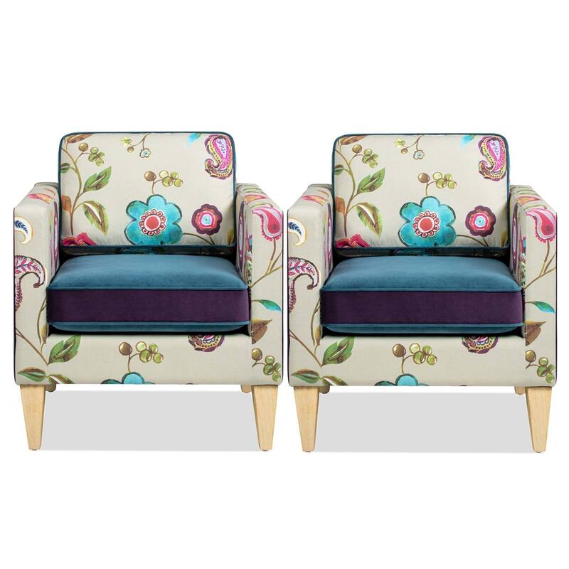 Mamba 28" Patchwork Velvet Upholstered Floral Accent Arm Chair