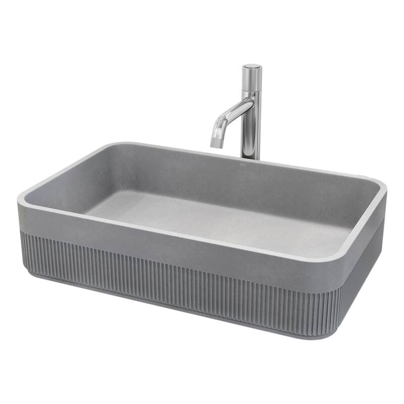 VIGO Cypress 21"L x 14"W Concrete Vessel Sink and Apollo 12"H Faucet Set