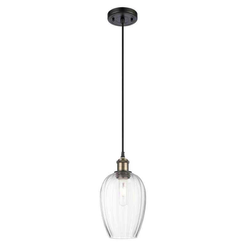 Innovations Lighting Endless Possibilities Ballston - Brookhaven Almond - 1 Light 6" Cord Hung Mini Pendant - Black Antique Brass/Opal