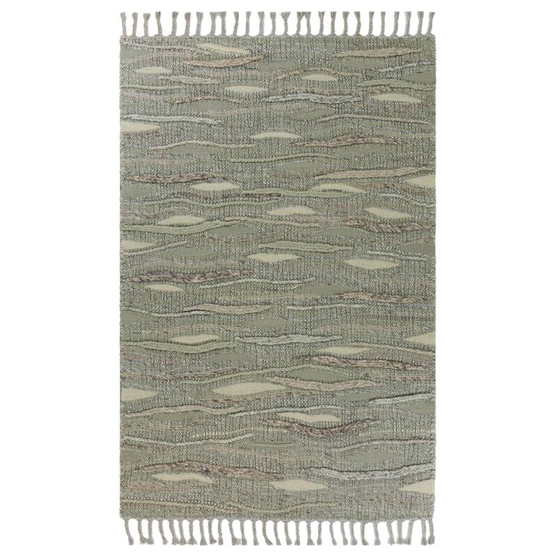 Domani Casual Ivory Hand-Knotted Wool & Silk Area Rug - 9' x 13' - Slate