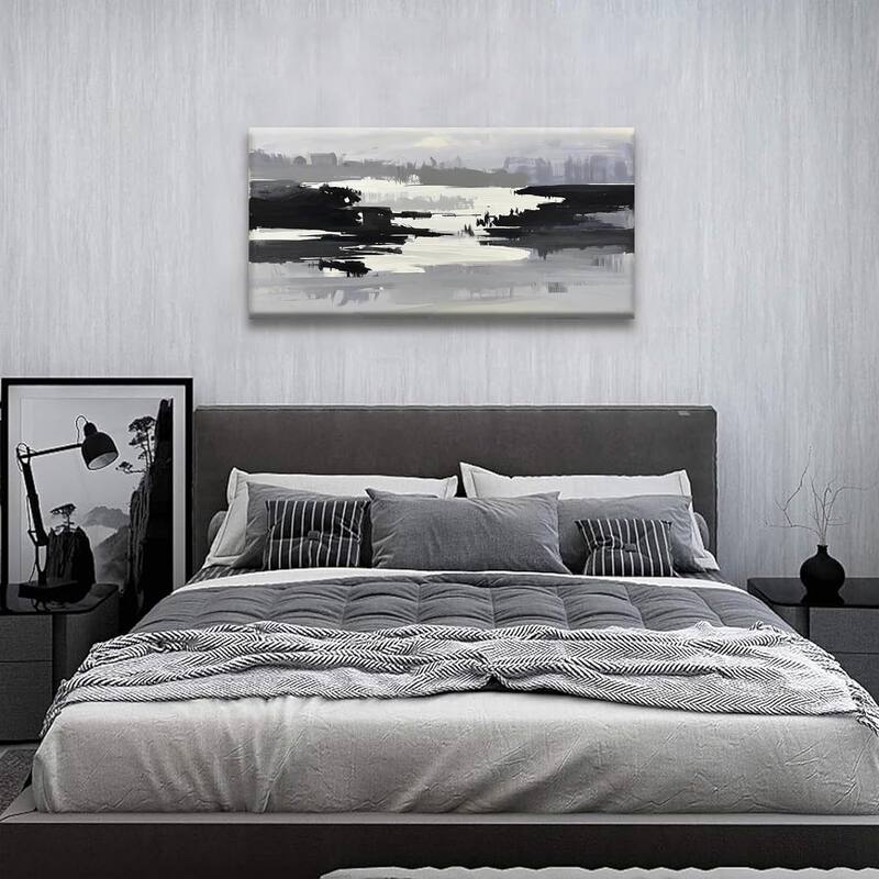 Black And White Abstract Wall Art Painting Canvas Art