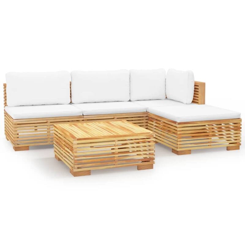 vidaXL 3 Piece Patio Lounge Set with Cushions Solid Wood Teak - 27.4" x 27.4" x 23.6"