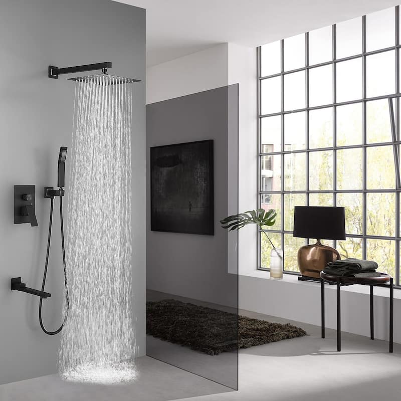 10" Shower System Square Bathroom Luxury Rain Mixer Shower Combo Set