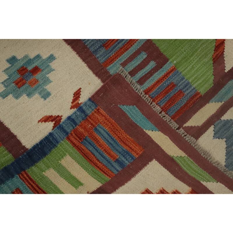 Hand Woven Oriental 100% Wool Carpet Southwestern Tribal Navy Blue & Blues Kilim Area Rug - 13' 0'' X 9' 7''