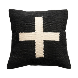 Wool Blend Pillow with Swiss Cross