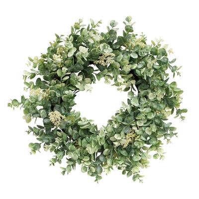 Seeded Baby Eucalyptus Twig Wreath - Green - 21 Inches