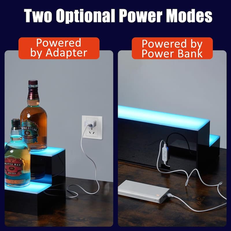 LED Light-Up Wine Bottle Display Rack, Wall-Mounted Acrylic