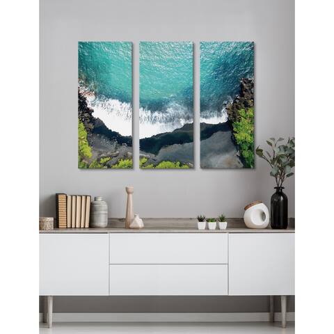 Kate and Laurel Maui Black Sands Beach Canvas by Rachel Bolgov